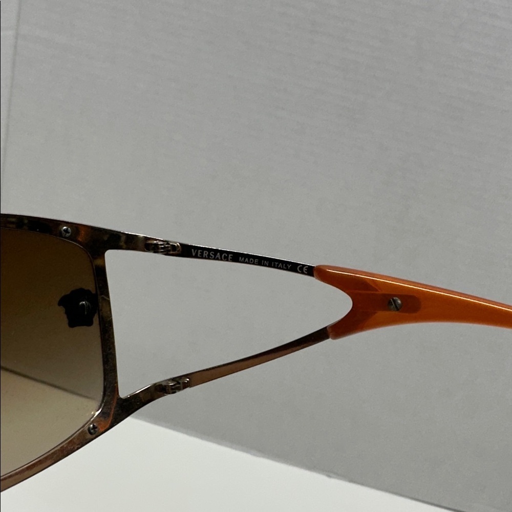 Versace Sunglasses Mod 2048 Vintage Oversized Designer Shield Glasses Orange - Picture 11 of 13